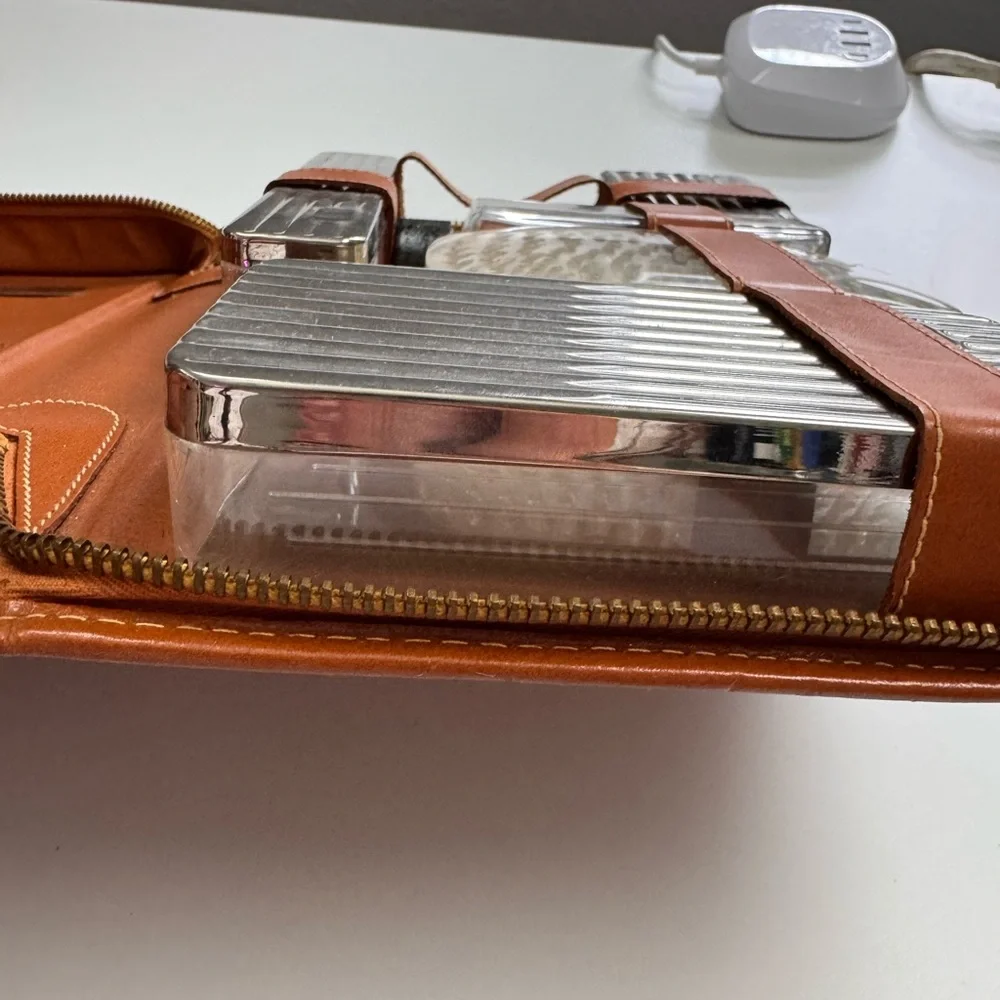 Vintage Top Grain Geniune Cowhide Leather Travel Grooming Set Kit USA